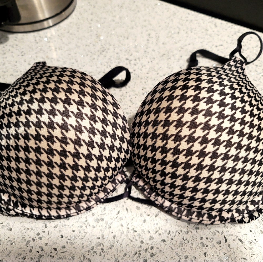 VS Black and White Checkered Bombshell Bra, 34C